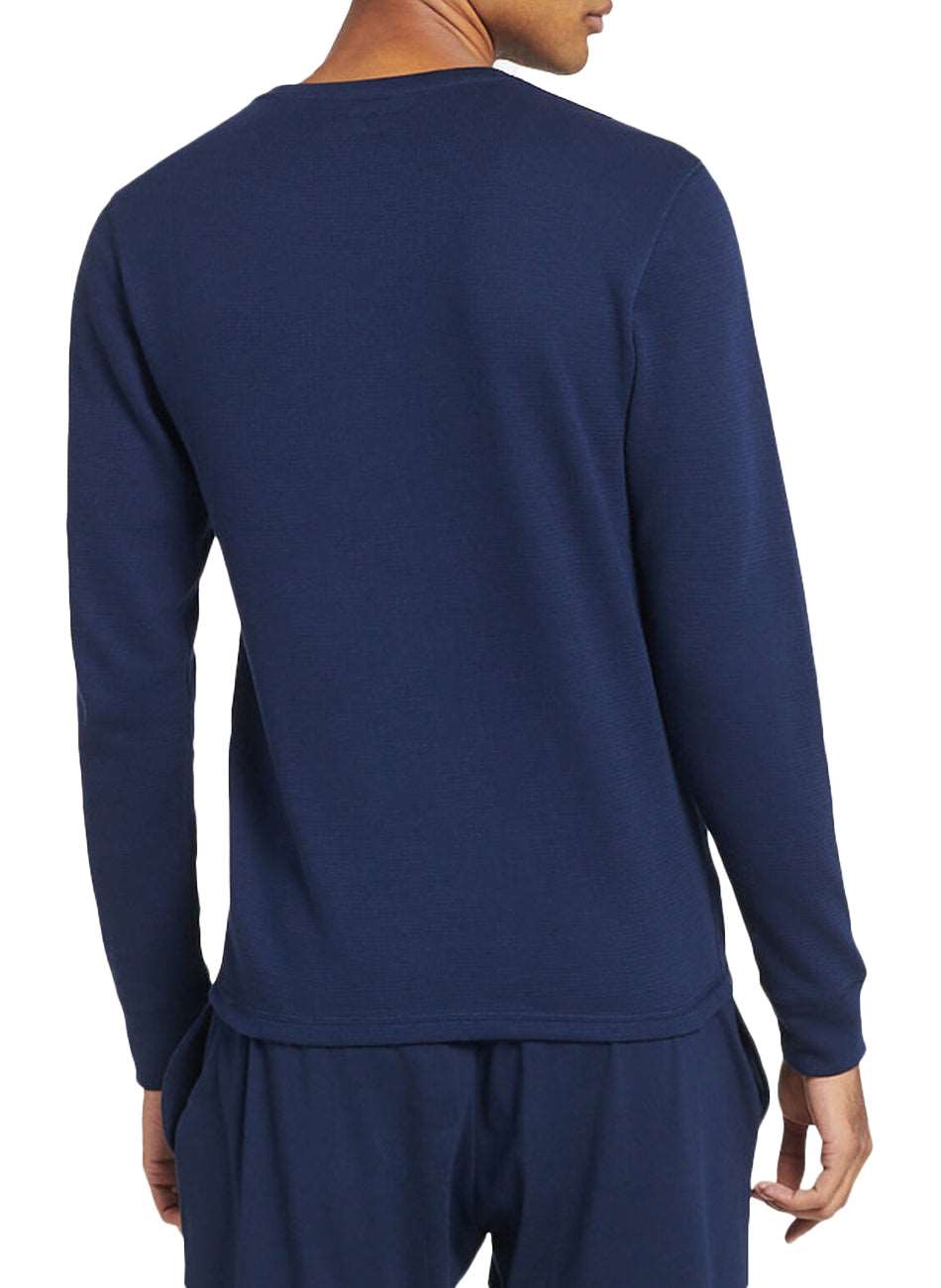 (PW26HF) L/S Crew W/ Bear Embroidery - Navy Boston Commons