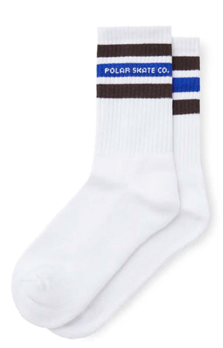 Fat Stripe Socks - White/Brown/Blue