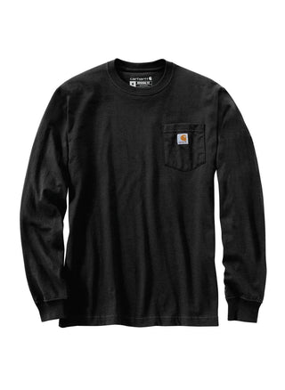 (106040) Loose Fit HW L/S Pocket Script Graphic T-Shirt - Black