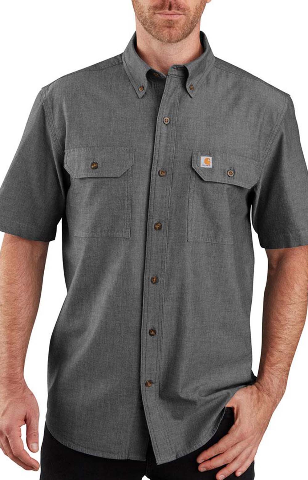 (104369) Original Fit MW S/S Button-Up Shirt - Black Chambray