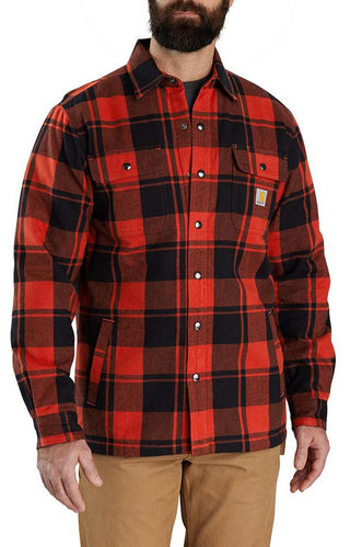 (105939) Relaxed Fit Flannel Sherpa-Lined Shirt Jacket - Bordeaux Heather