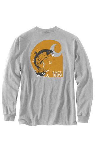 (106039) Loose Fit HW L/S Fish Graphic T-Shirt - Heather Grey