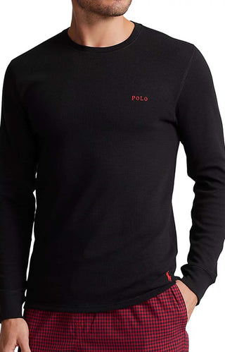 Waffle Knit L/S Crew Shirt - Polo Black