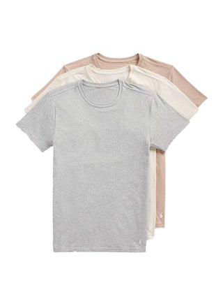 (NWCNP3-ARRB) Slim Fit Cotton Stretch Crew Neck T-Shirt 3 Pack - Oatmeal/Sand/Andover