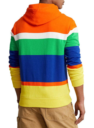 Seasonal Fleece Stripe Pullover Hoodie - Orange