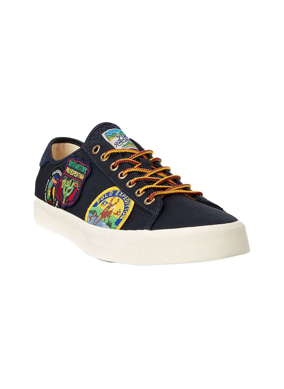 Nelson Logo-Patch Twill Sneakers - Navy