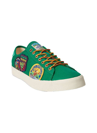 Nelson Logo-Patch Twill Sneakers - Primary Green