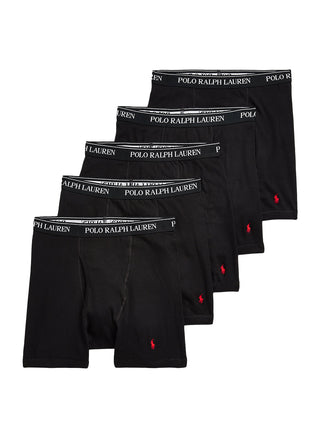 (RCBBP5-PBD) Classic Fit Cotton Boxer Brief 5-Pack - Black/Red PP