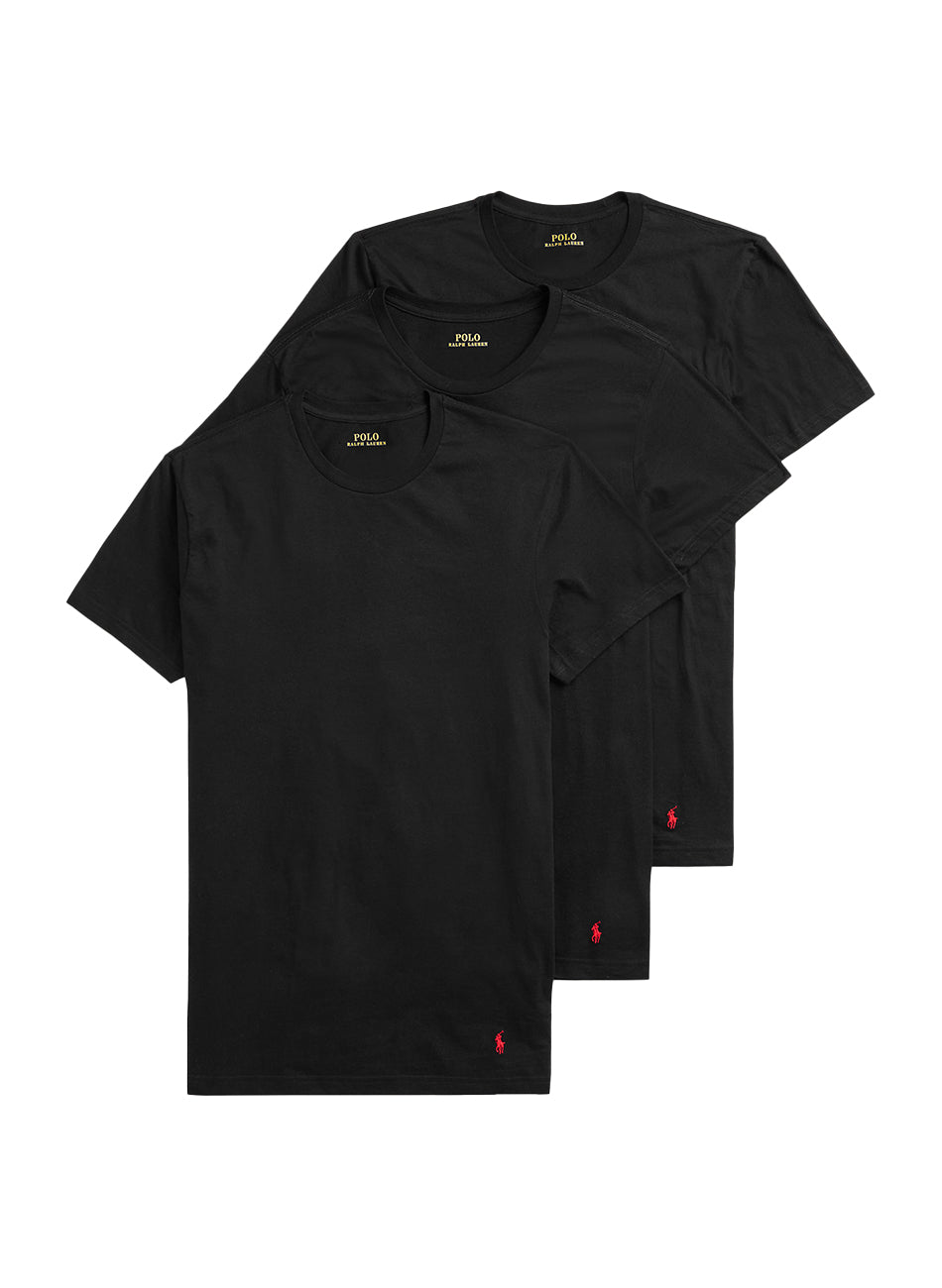 (NCCNP3-PBD) Classic Fit Cotton Crew T-Shirt 3 Pack - Black/Red PP