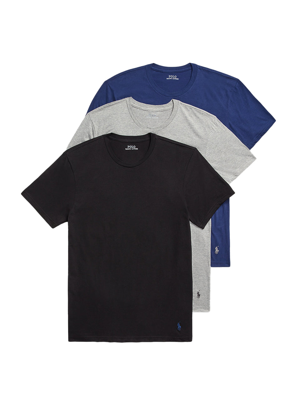 (NCCNP3-FHA2) Classic Fit Cotton Crew T-Shirt 3 Pack - Freshwater/Grey/Black