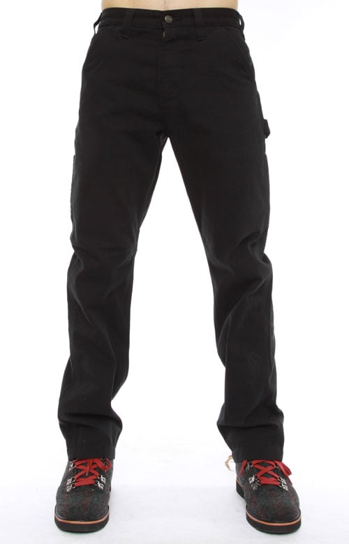 (B324) Washed Twill Dungarees - Black