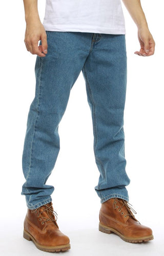(B18) Straight/Traditional Fit Tapered Leg Jeans - Stonewash