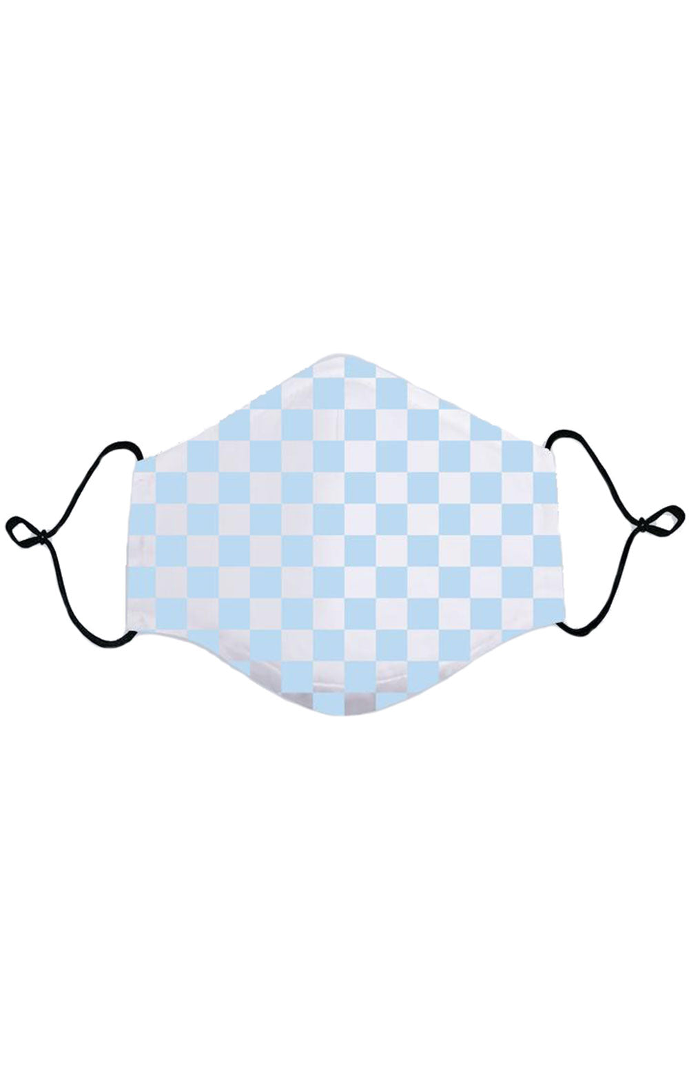 Adult Anti Bacterial Knit Face Mask - Sky Blue Checkerboard