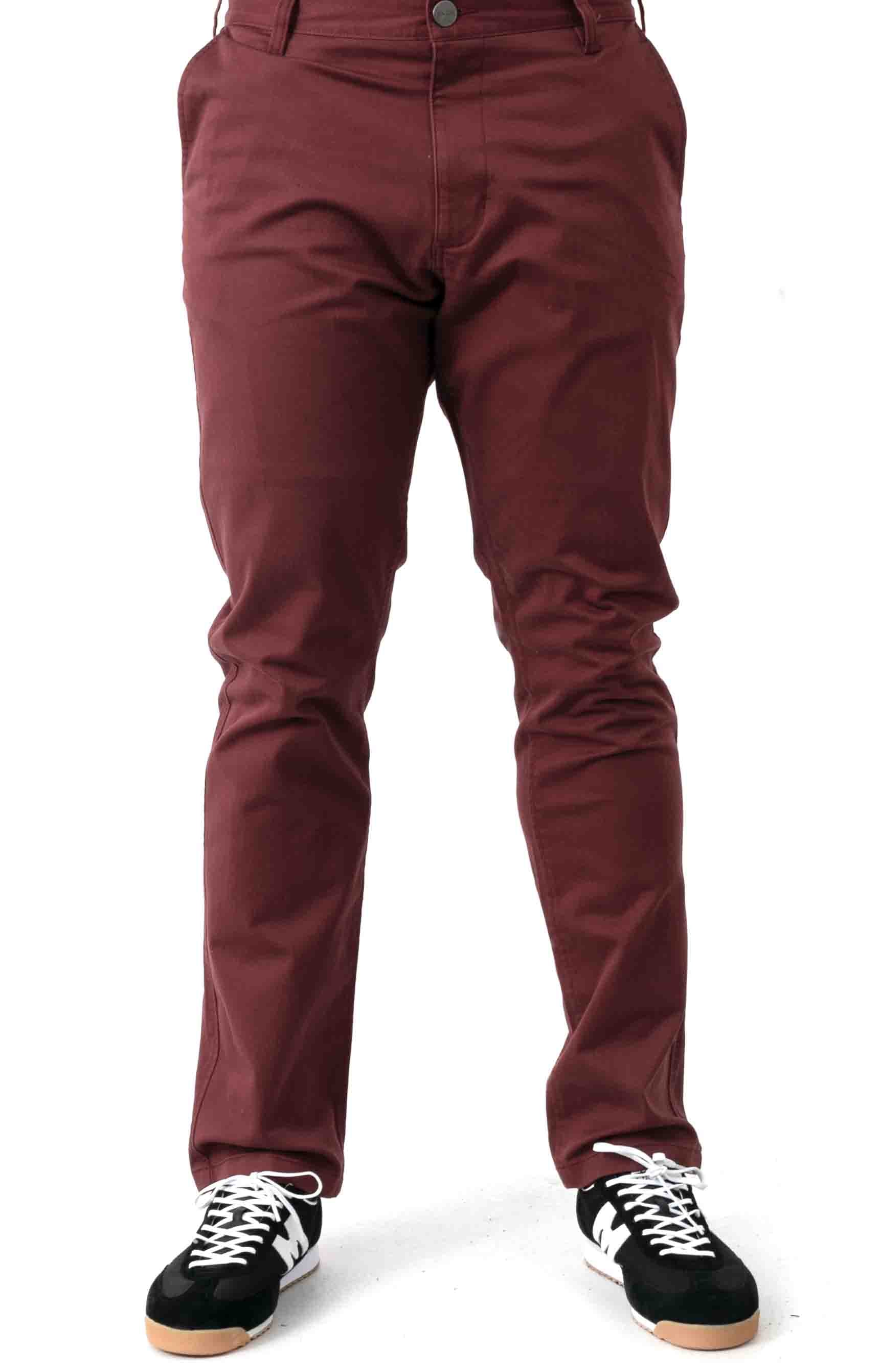 Week-End Stretch Straight Fit Pants - Oxblood Red
