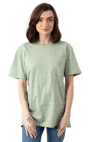 (103067) WK87 Workwear Pocket T-Shirt - Leaf Green Snow Heather