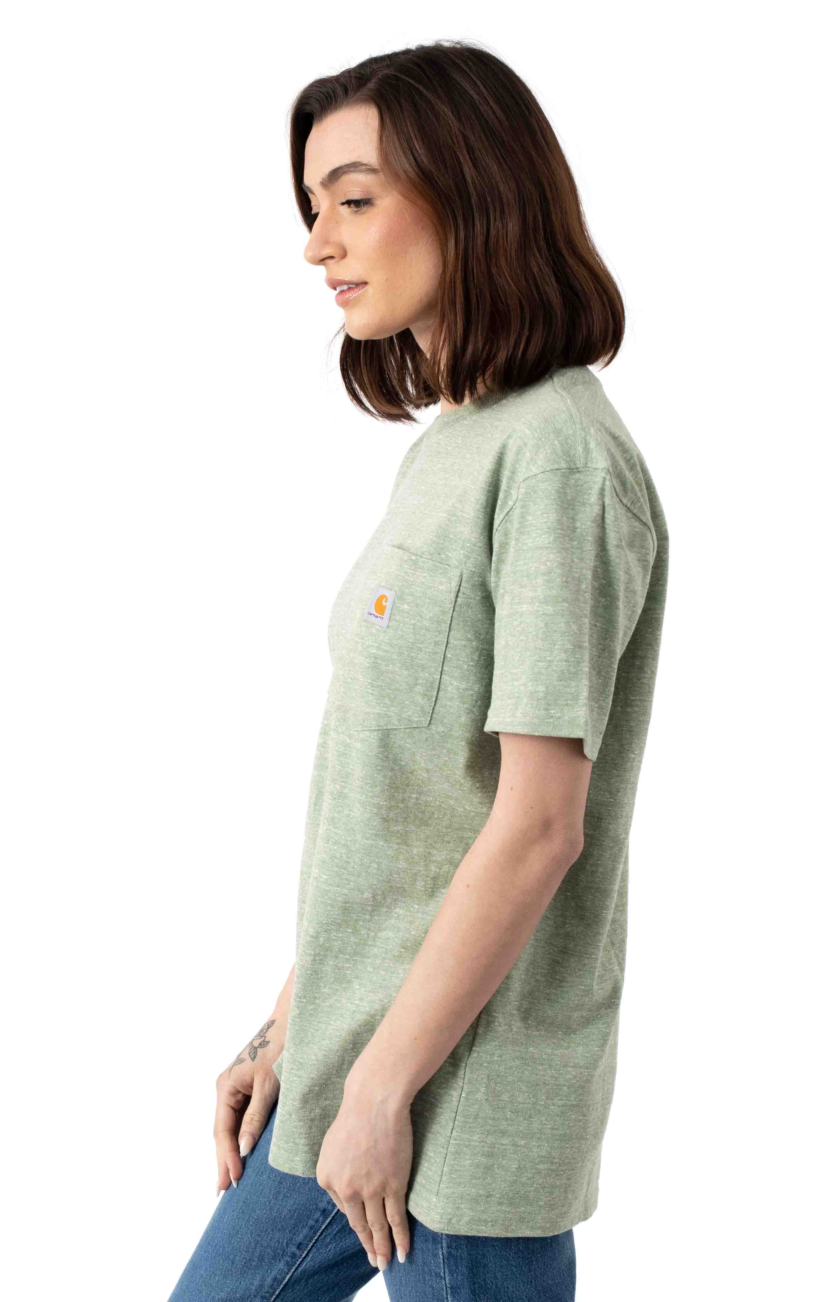 (103067) WK87 Workwear Pocket T-Shirt - Leaf Green Snow Heather