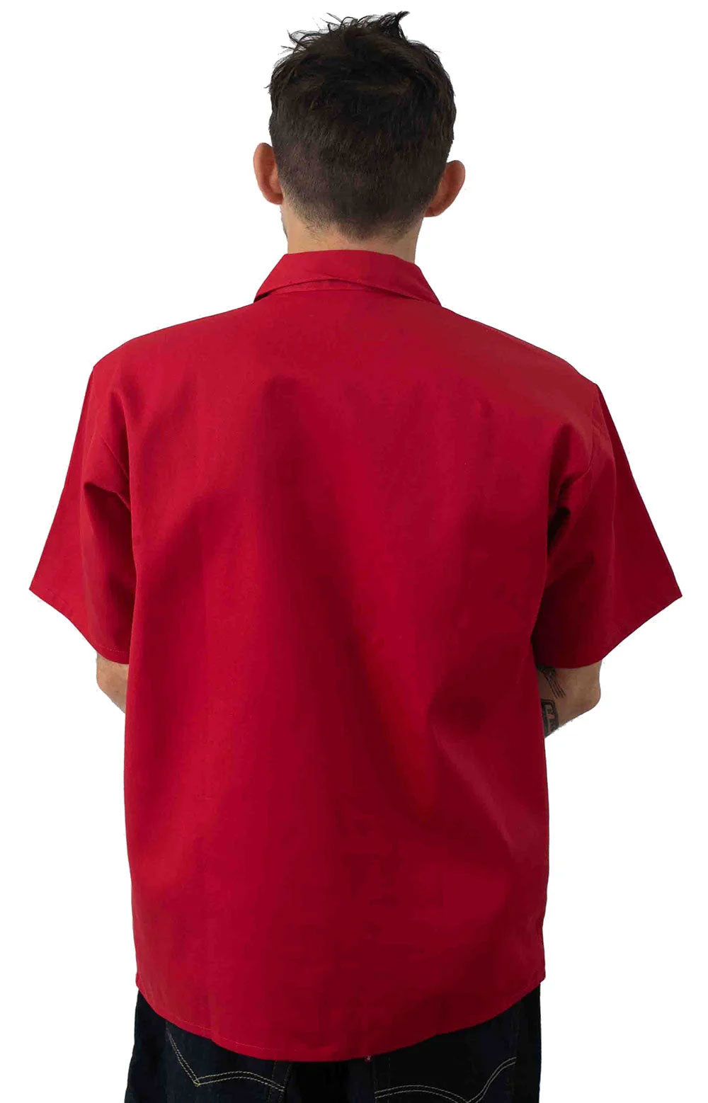 Short Sleeve Solid 1/2 Zip Shirt - Red