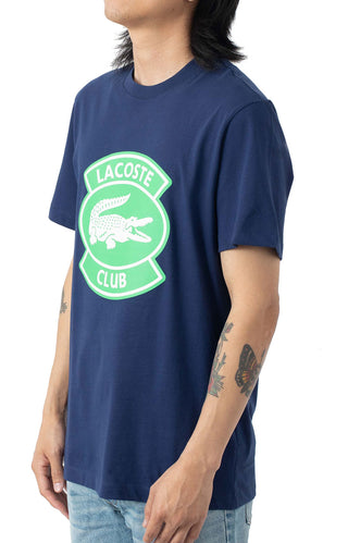 Oversized Lacoste Club Badge Cotton T-Shirt - Navy