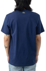 Oversized Lacoste Club Badge Cotton T-Shirt - Navy