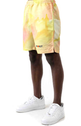 Tie-Dye Yellow Abstract Shorts