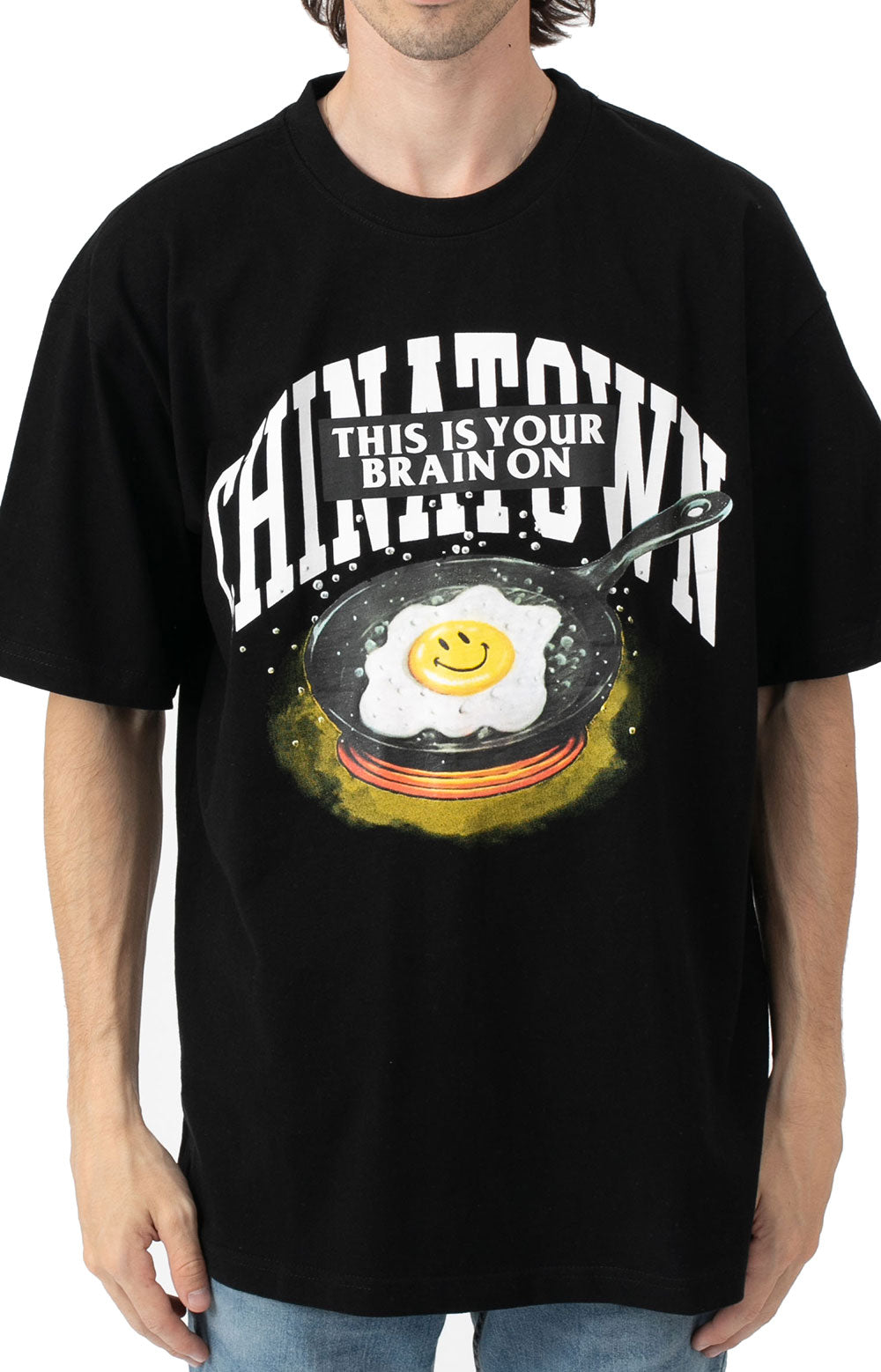 Smiley Brain On Fried T-Shirt - Black