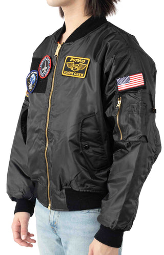(7250) Rothco MA-1 Flight Jacket with Patches - Black