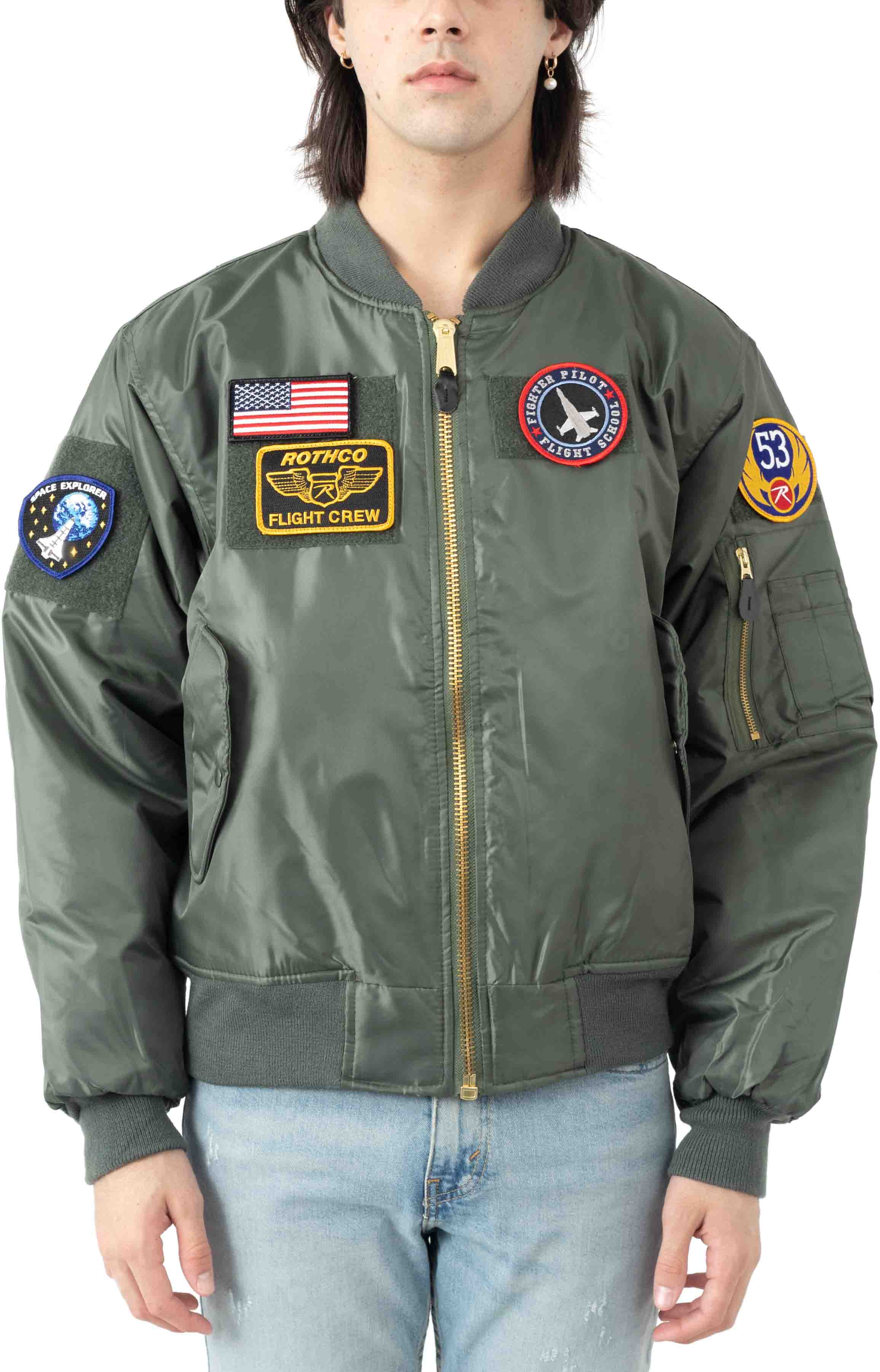 (7240) Rothco MA-1 Flight Jacket with Patches - Sage