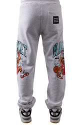 Dunking Cat Graphic Sweatpants - Ash