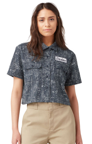 Cropped Work Shirt - Rinsed Navy Crosshatch