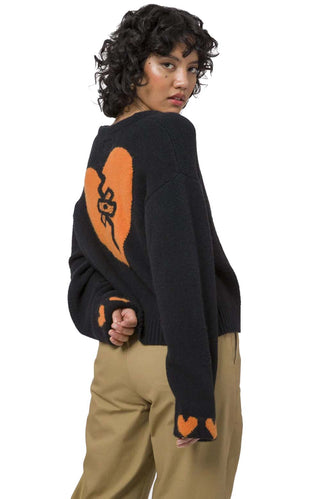 Huf Womens Shroom Jacquard Knit Sweater Brown Size Xs
