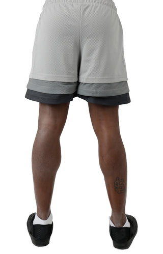 Triple Hem Gradient Shorts - Grey