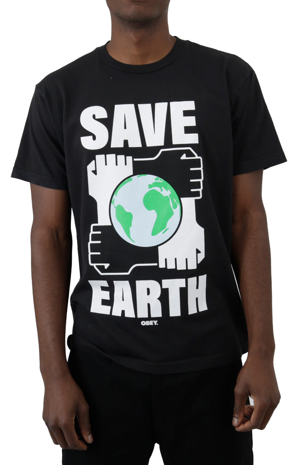 Obey Save Earth T-Shirt - Faded Black