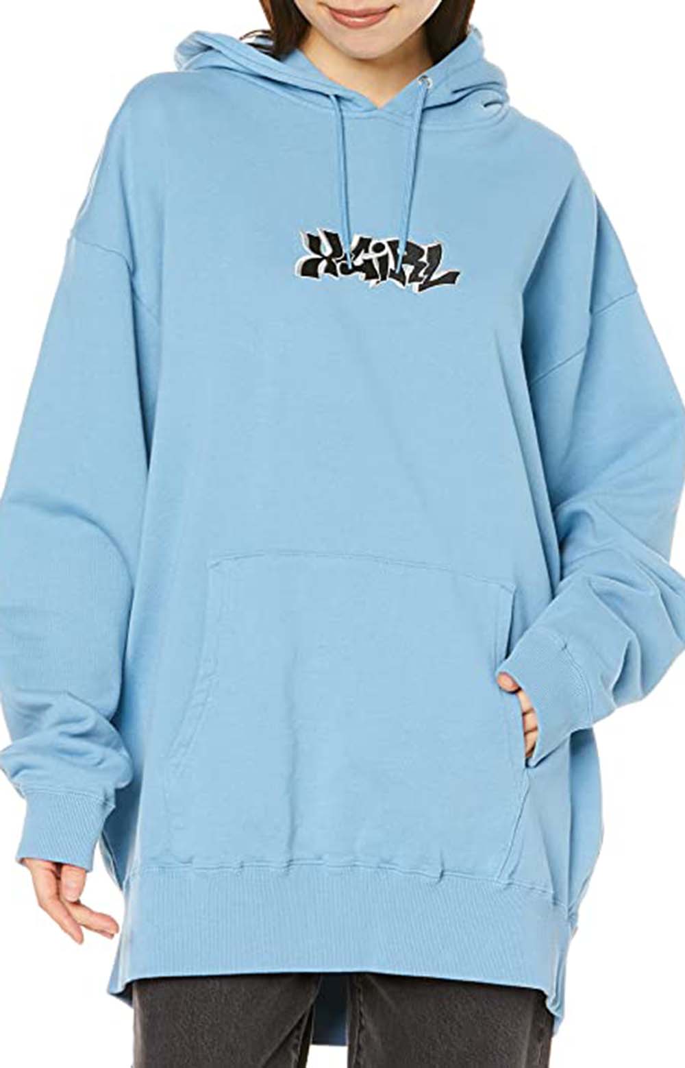 Graffiti Logo Sweater Pullover Hoodie - Light Blue