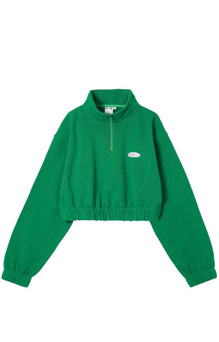 Basic Oval Logo Half Zip Sweat Top - Green