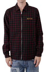 Plaid Zip-Up Jacket with Satin Lining