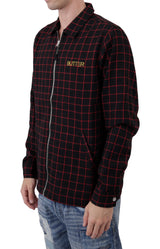 Plaid Zip-Up Jacket with Satin Lining