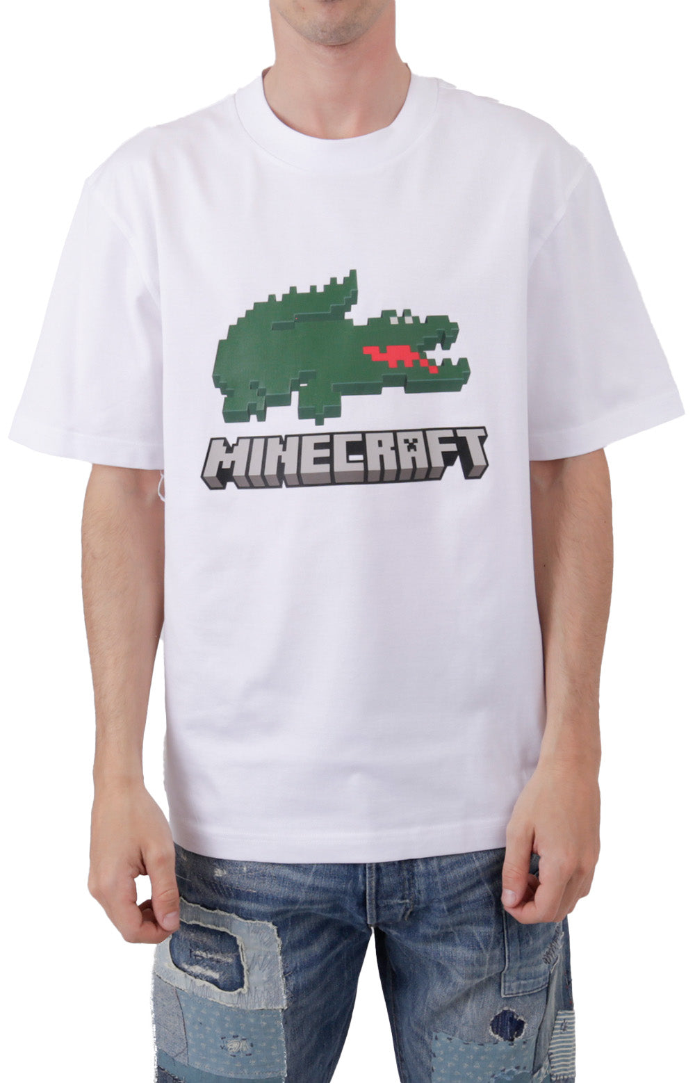x Minecraft Print Organic Cotton T-Shirt - White