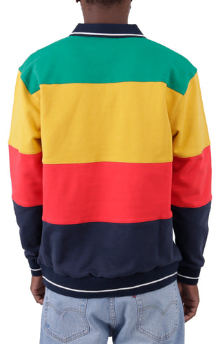 Ivy Stripe Pullover Hoodie - Green/Yello/Red