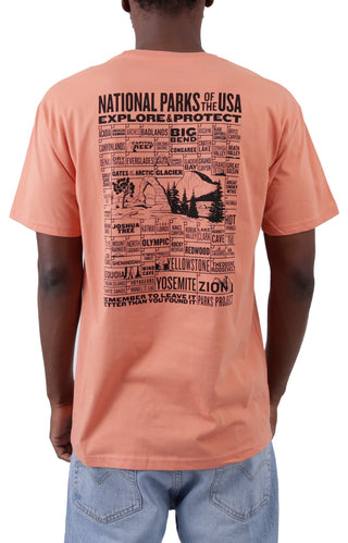 National Parks of the USA Checklist Pocket T-Shirt - Terracotta