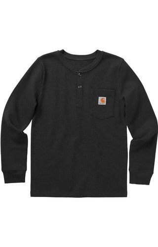 (CA6280) Long-Sleeve Henley Pocket T-Shirt - Caviar Black