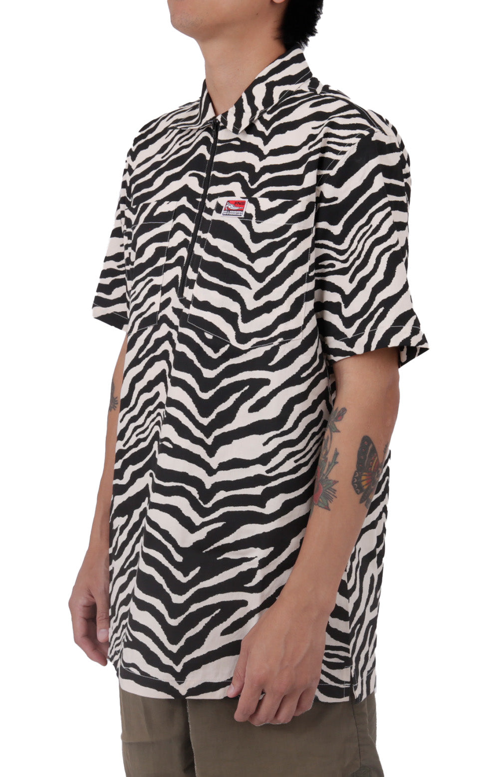 Zebra Half-Zip Shirt - White/Black
