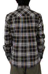 Caterpillar Long Sleeve Plaid Work Shirt - Black and Yellow