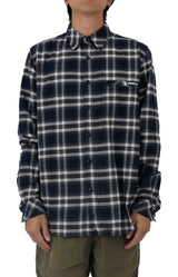 Caterpillar Stretch Flannel Shirt - Navy and Dark Earth