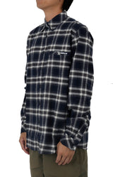 Caterpillar Stretch Flannel Shirt - Navy and Dark Earth