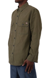 (WL658ML) Duck Flannel Lined Shirt - Military Green