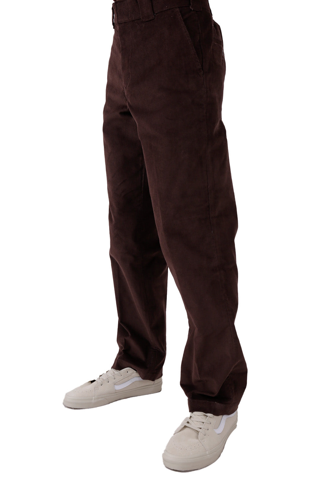 (WPR22CB) Flat Front Corduroy Pants - Chocolate Brown