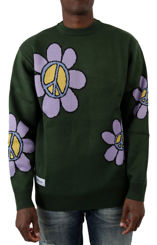 Flowers Knit Sweater - Sage