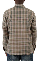 Plaid Zip Through Jacket - Tan/Brown/Pink