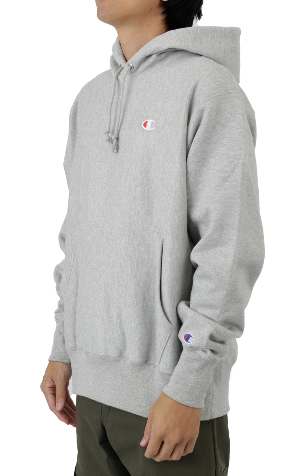 C Logo Reverse Weave Pullover Hoodie Oxford Grey