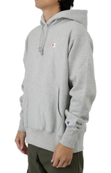 C Logo Reverse Weave Pullover Hoodie - Oxford Grey